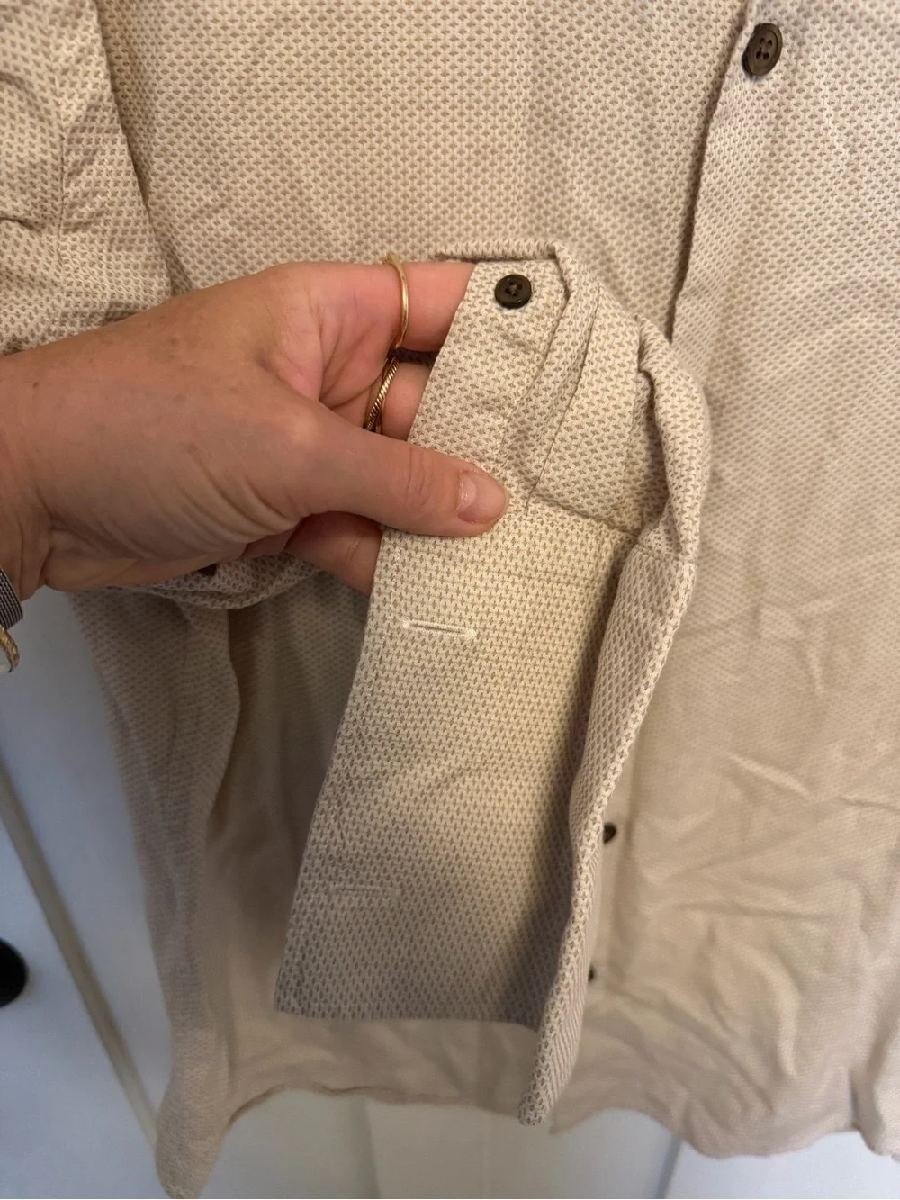 Banana Republic Men Beige Long Sleeves Casual Button Down Shirt Medium Cotton